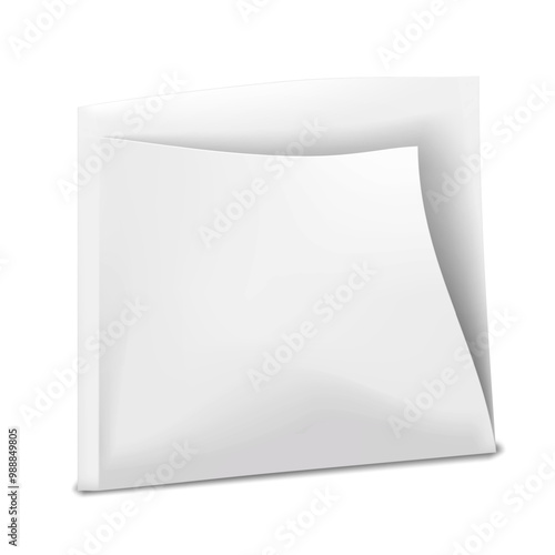 White blank triangular shape open square paper bag. 3d mockup. Greaseproof food holder pocket pouch packaging. Realistic vector mock-up. Envelope packet package. Template for design