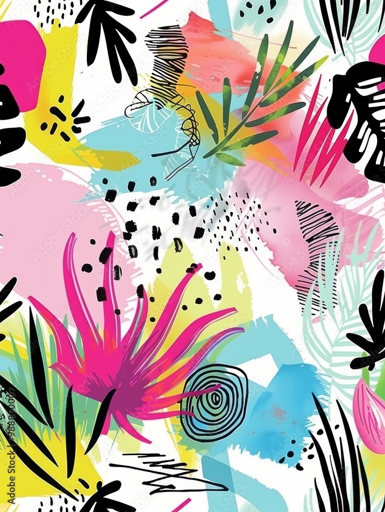Fototapeta premium Vibrant Abstract Collage Art with Bold Colors and Dynamic Patterns for Modern Creative Projects