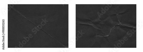 Set of Folded paper horizontal textures, old retro 90s black grunge texture for photo effect