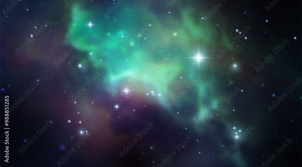 Naklejka premium Space vector background with realistic nebula and shining stars. Magic colorful galaxy with stardust