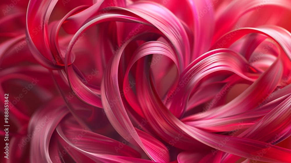 An abstract digital illustration of love, featuring intertwined ribbons in shades of red and pink, forming a heart shape in the center of the image. 8k UHD, suitable for high-quality printing An abstract digital illustration of love, featuring intertwined ribbons in shades of red and pink, forming a heart shape in the center of the image. 8k UHD, suitable for high-quality printing
