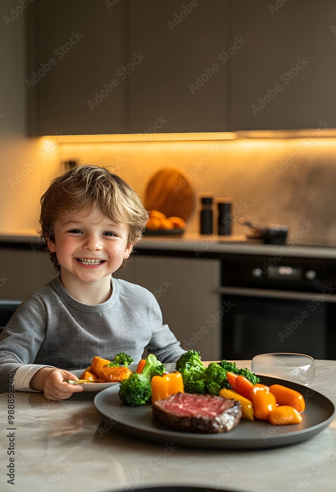 Child Eating a Healthy Meal at Home Child Eating a Healthy Meal at Home