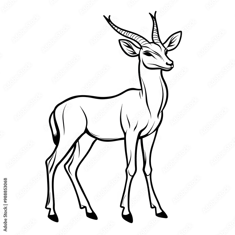 Fototapeta premium elegant Antelope Illustration in Black and White