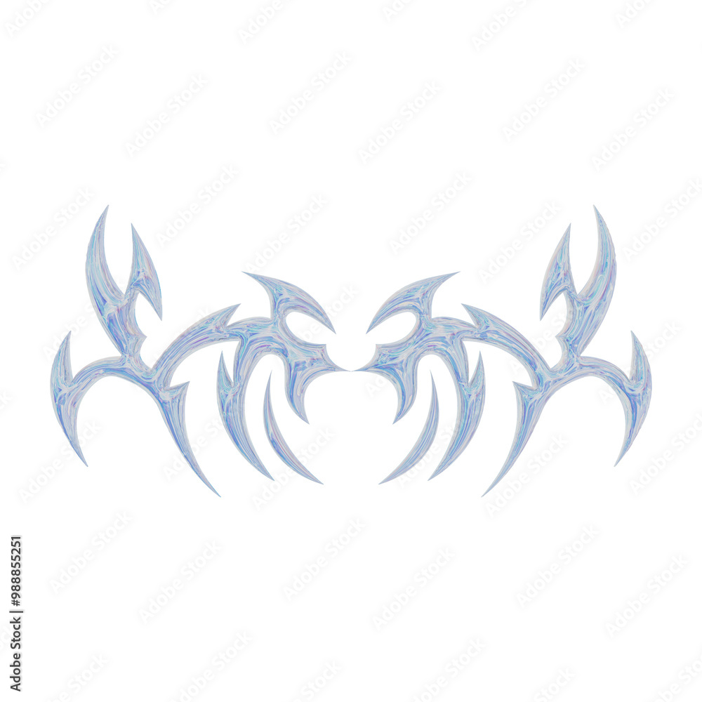 3D abstract neo tribal shape. Aesthetic y2k cyber gothic style. 3D render 3D abstract neo tribal shape. Aesthetic y2k cyber gothic style. 3D render
