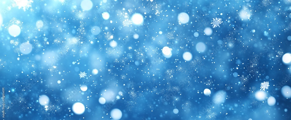 Bright blue background with shimmering bokeh effects created by light reflections on a sparkling surface Bright blue background with shimmering bokeh effects created by light reflections on a sparkling surface