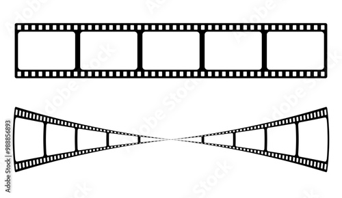 Infinity 3d 35mm film strip vector design with frames on white background. Black film reel symbol illustration to use for photography, television, cinema, photo frame.