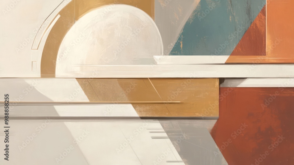 Abstract geometric composition with soft colors and shapes, creating a modern aesthetic. Abstract geometric composition with soft colors and shapes, creating a modern aesthetic.