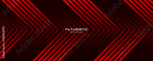 3D red lines techno abstract background overlap layer on dark space with arrows shapes effect decoration. Modern graphic design element stripes style concept for web banner, card, or brochure cover