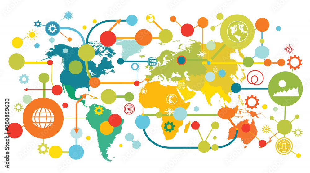 Global Network Connection Concept with World Map Global Network Connection Concept with World Map