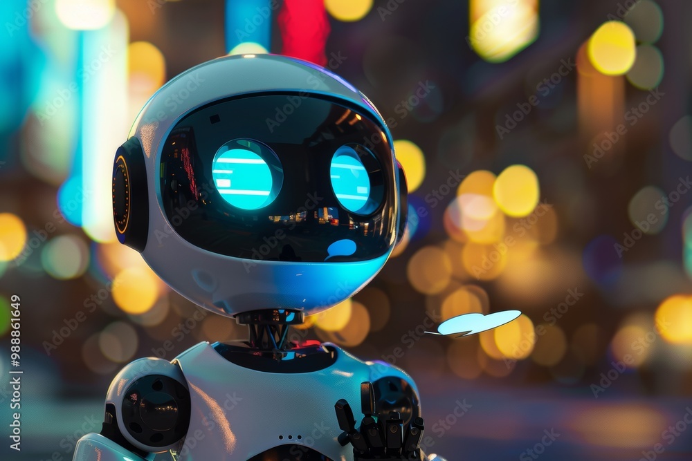 Business chatGPT programming development. Robot chatbot holds chat bubble in hand. Online virtual bot with AI selects answer options in messenger or social networks. AI chat bot chatting with customer Business chatGPT programming development. Robot chatbot holds chat bubble in hand. Online virtual bot with AI selects answer options in messenger or social networks. AI chat bot chatting with customer