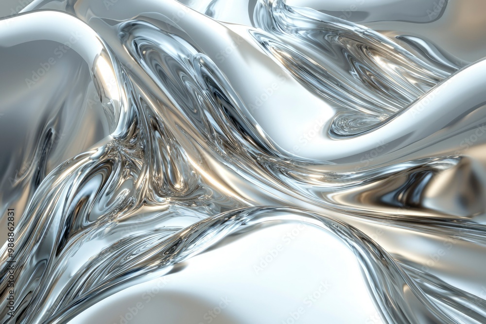 Abstract Shiny Metallic Silver Liquid Draped Fabric Abstract Shiny Metallic Silver Liquid Draped Fabric
