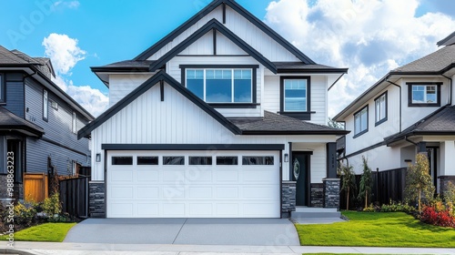 Modern Clean White Garage Door for Home Exterior Design and Renovation Projects photo