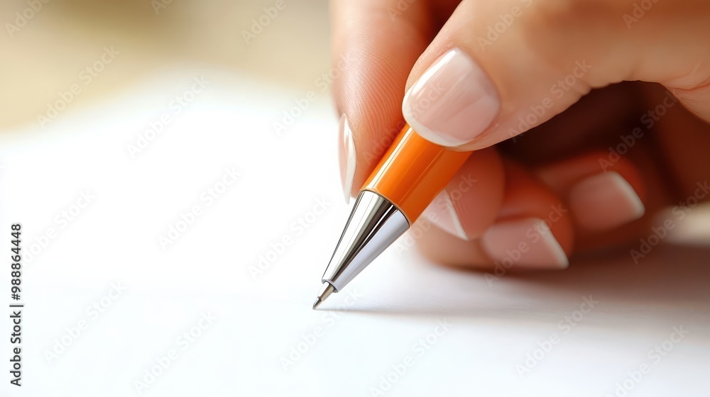 Close-Up of a Hand Holding a Pen Signing an Important Document for Legal or Business Use Close-Up of a Hand Holding a Pen Signing an Important Document for Legal or Business Use