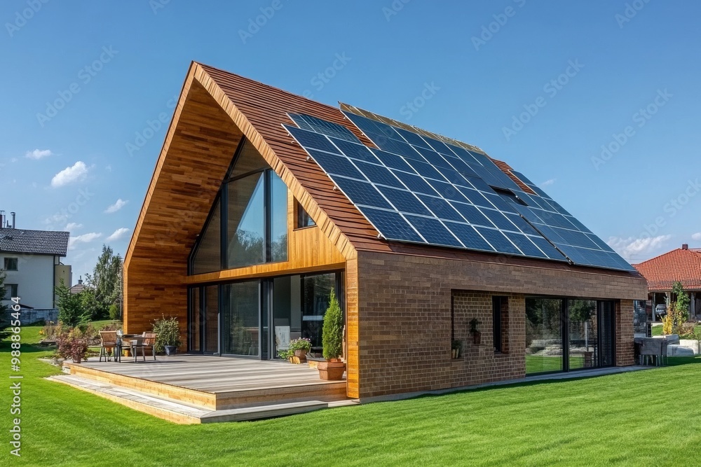 Modern Eco-Friendly House with Solar Panels