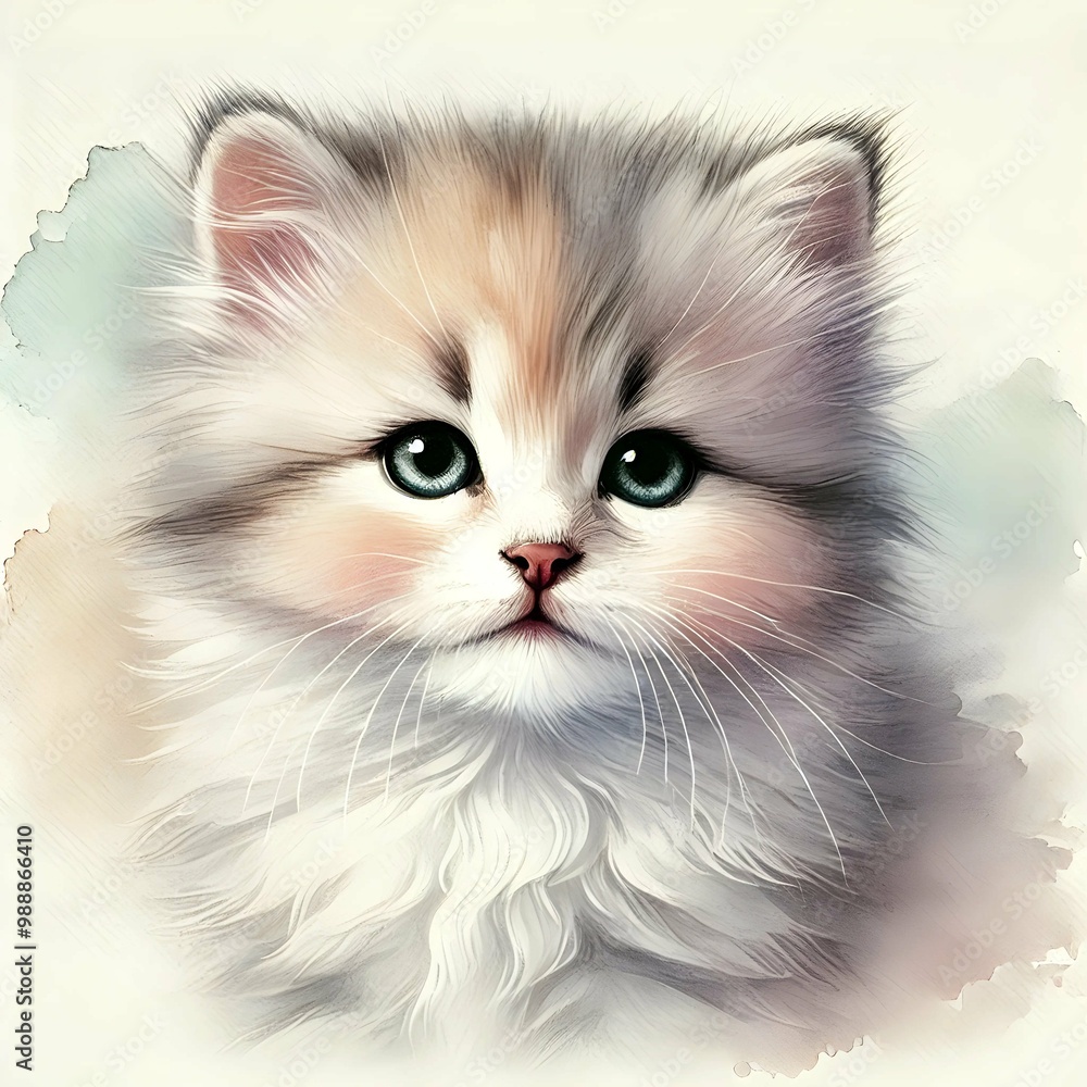 Kitten illustration in watercolor style Kitten illustration in watercolor style