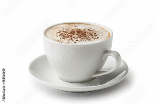 cappuccino coffee in a white cup on a white background + Clipping Path