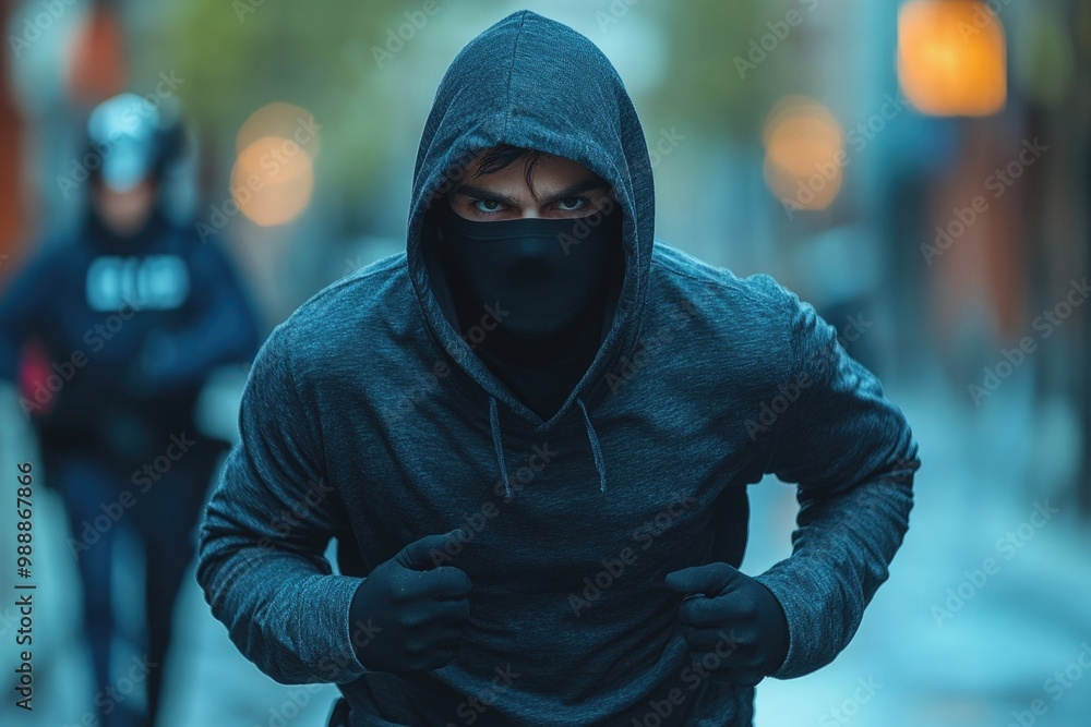 Masked Thief Flees Through Streets as Police Officer Pursues in High-Stakes Chase Masked Thief Flees Through Streets as Police Officer Pursues in High-Stakes Chase
