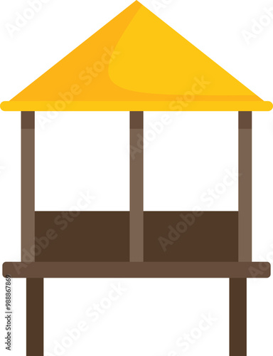 This colorful vector illustration depicts a street food stall with a yellow awning, commonly seen in asia