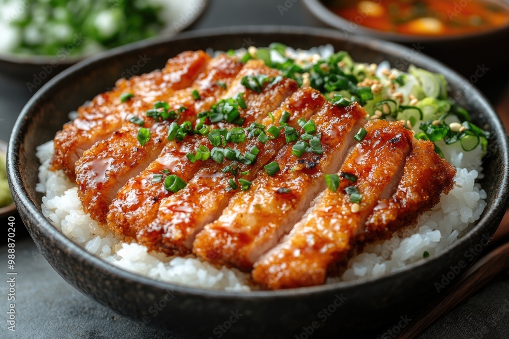 Tonkatsu Delight: Savory Deep-Fried Pork Cutlet with Rice & Miso Soup in a Stunning Presentation Tonkatsu Delight: Savory Deep-Fried Pork Cutlet with Rice & Miso Soup in a Stunning Presentation