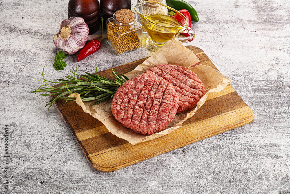 Raw burger cutlet for grill