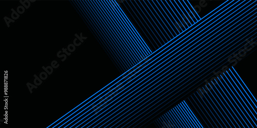 Blue and black vector 3D technology futuristic glow with line shapes banner
