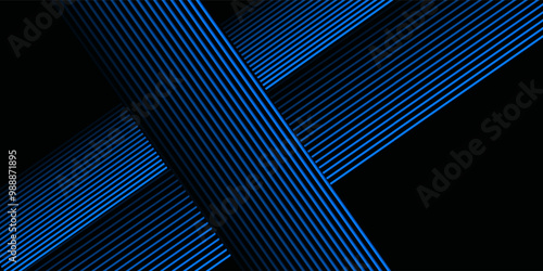 Blue and black vector 3D technology futuristic glow with line shapes banner
