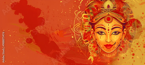 Vibrant illustration of Goddess Durga for Navratri celebration photo