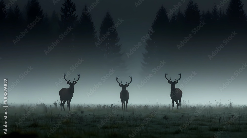 Naklejka premium deers in the forest