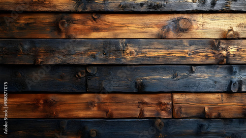 Dark Wood Planks Texture Background - Burnt Wood Rustic Wall Panel