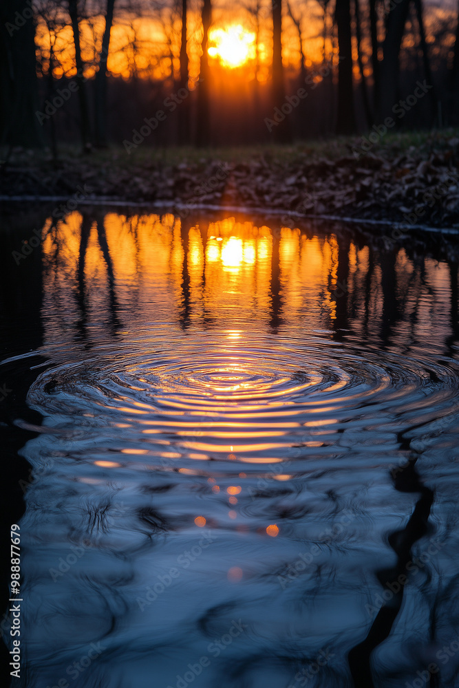 Serene water reflections with rippling patterns on the sunset Serene water reflections with rippling patterns on the sunset