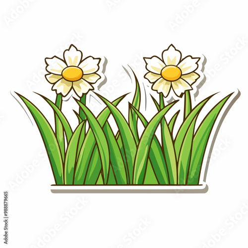 Sticker design with grass flower on a isolated white background (15)