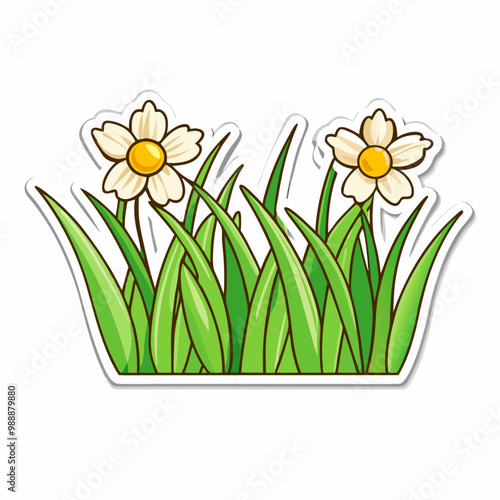 Sticker design with grass flower on a isolated white background (20)