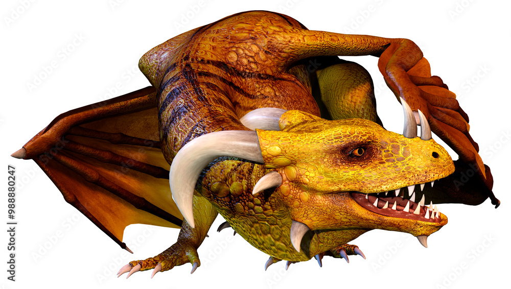 Obraz premium 3D Rendering Fairy Tale Dragon on White