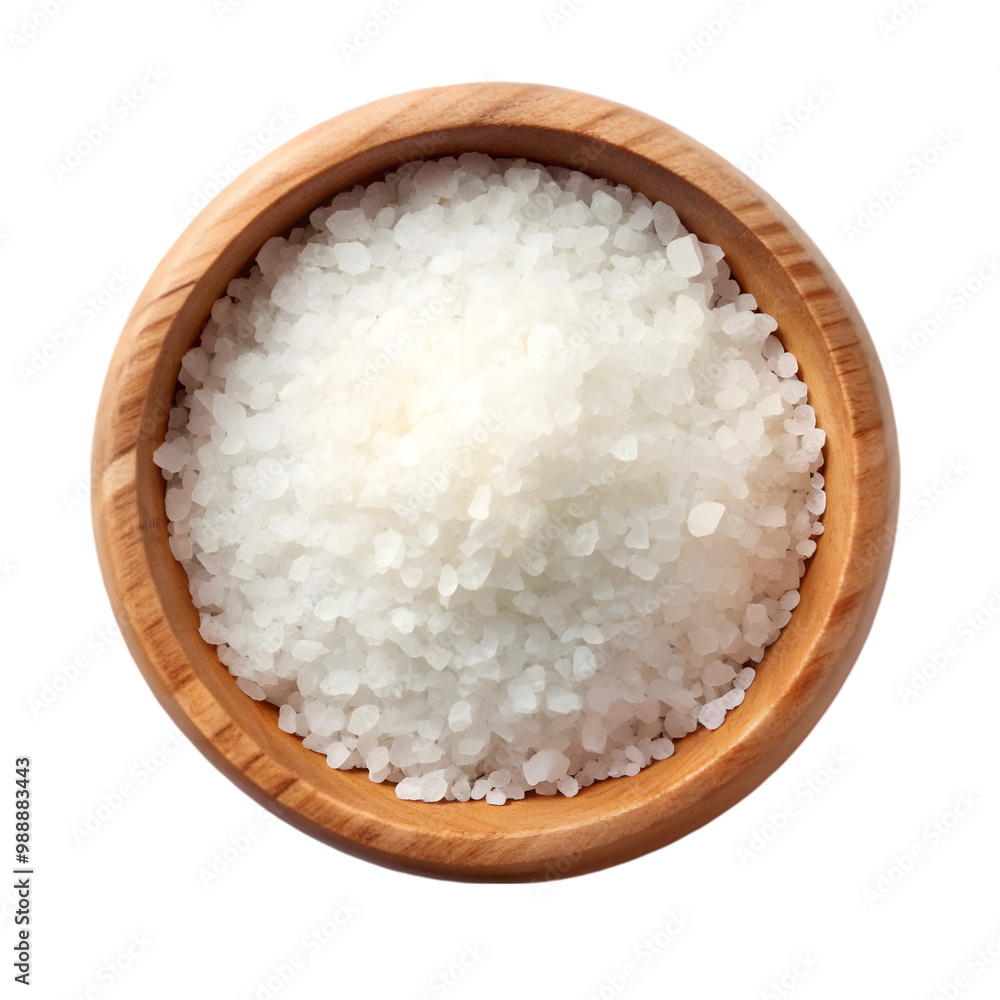 Salt in a wooden bowl isolated on transparent background Salt in a wooden bowl isolated on transparent background