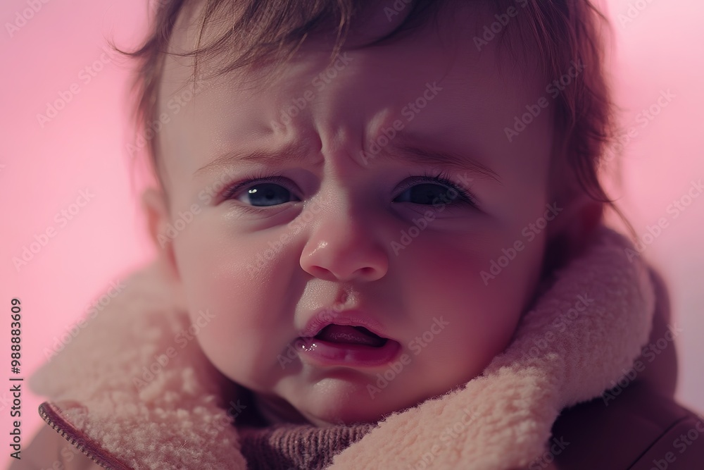 Crying baby with a tearful expression Crying baby with a tearful expression