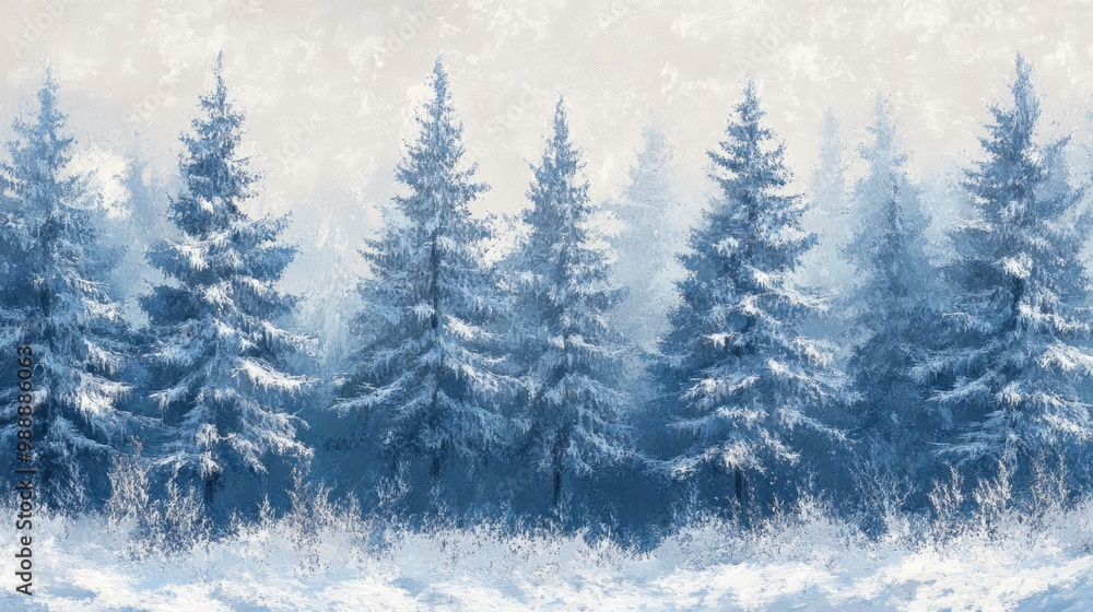 Snowy fir trees in a winter landscape Snowy fir trees in a winter landscape