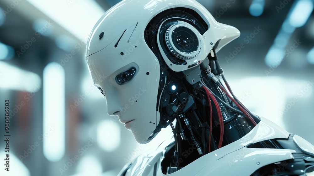 Concept of artificial intelligence depicted through an advanced robotic system designed to take over tasks traditionally performed by humans Concept of artificial intelligence depicted through an advanced robotic system designed to take over tasks traditionally performed by humans