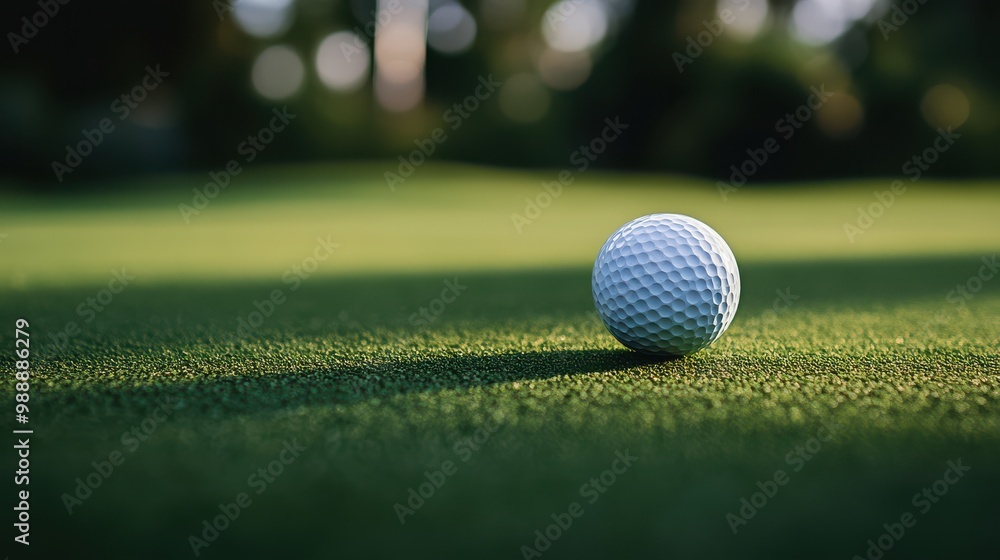 A Golf Ball Rolls Smoothly Across a Green Course Perfect for Promotional and Editorial Use A Golf Ball Rolls Smoothly Across a Green Course Perfect for Promotional and Editorial Use