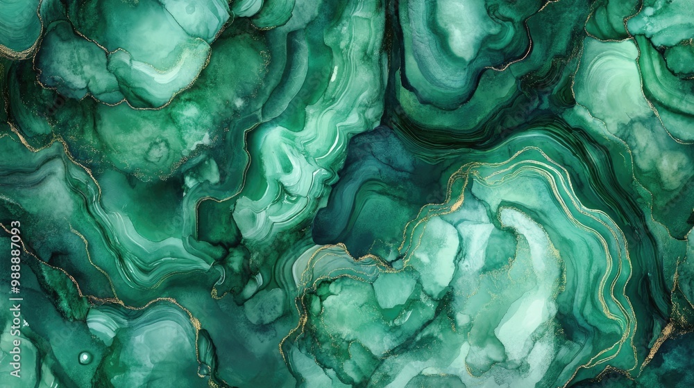Obraz premium Watercolor stain pattern mimicking malachite stone Ideal for banners postcards and book illustrations Crafted using various artistic tools