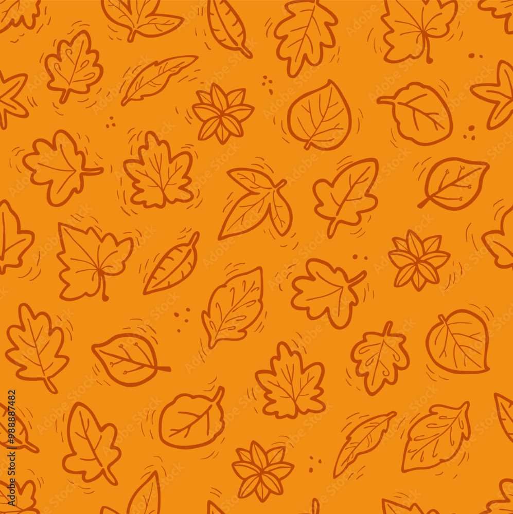 Seamless pattern of fallen leaves. Multi-directional, autumn colors, brown, orange, yellow. Worm fall, autumn design.
Seamless pattern of fallen leaves. Multi-directional, autumn colors, brown, orange, yellow. Worm fall, autumn design.
