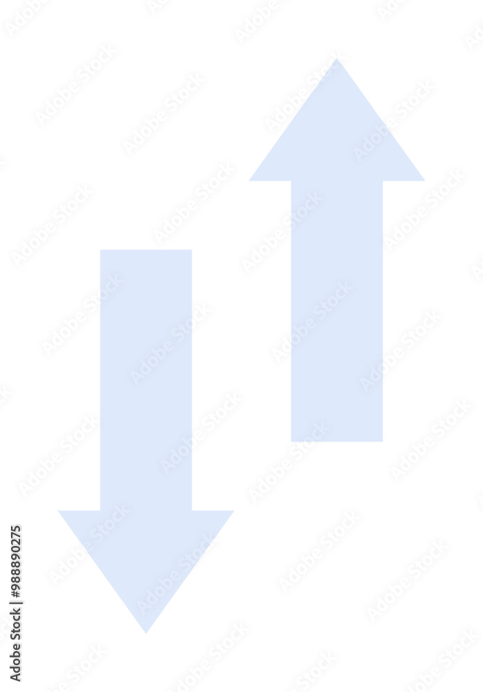 Two blue arrows, one pointing up and the other down, symbolize directional movement. Ideal for navigation, decision-making, charts, progress, and comparison. Minimalist and clean vector. Two blue arrows, one pointing up and the other down, symbolize directional movement. Ideal for navigation, decision-making, charts, progress, and comparison. Minimalist and clean vector.