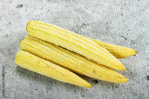 Raw sweet baby corn heap