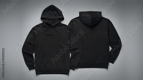 Black Hoodie Mockup, Front and Back View