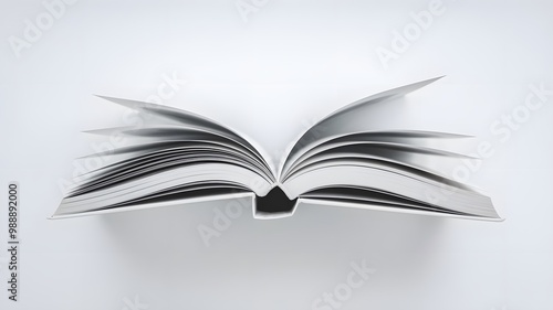 Open Book on White Background