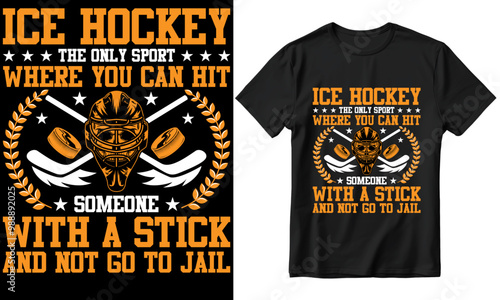 Ice hockey t-shirt design vector graphic.Shirt Design, T-Shirt Design Vector, Trendy, Apparel, Ice Hockey, Retro