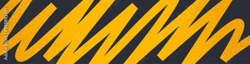 Free Download Bright color abstract banner with squiggle bold lines and grainy texture. Black and yellow background. Vector illustration. - GFXLoad