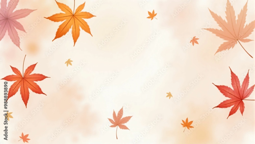 カエデ・紅葉した赤・緑・紫・オレンジの葉が白い背景の上に散らばって敷き詰められている水彩画風の手書き風のイラスト A hand-drawn watercolor-style illustration of maple leaves in red, green, purple, and orange autumn colors scattered and spread across a white カエデ・紅葉した赤・緑・紫・オレンジの葉が白い背景の上に散らばって敷き詰められている水彩画風の手書き風のイラスト A hand-drawn watercolor-style illustration of maple leaves in red, green, purple, and orange autumn colors scattered and spread across a white