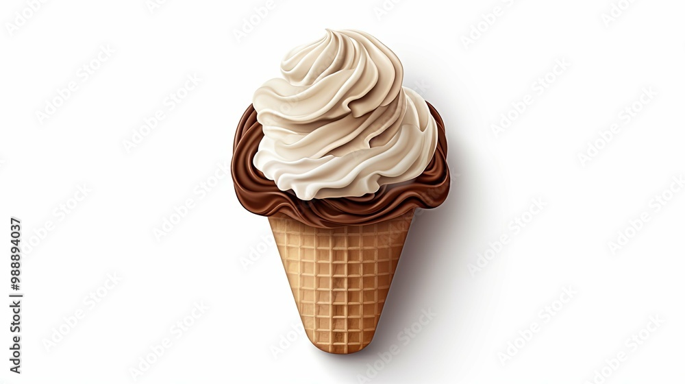 Vanilla Ice Cream Cone with Chocolate Drizzle Vanilla Ice Cream Cone with Chocolate Drizzle