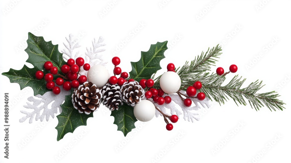 holly berry and pine cone, traditional christmas holly berry and pine cone, traditional christmas