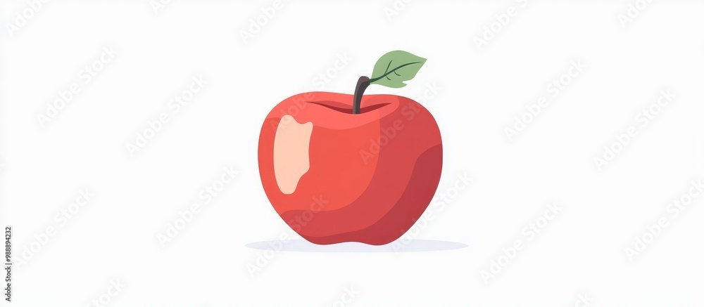Obraz premium Minimalistic illustration of a red apple against a white background in flat design style